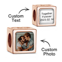 Custom Photo Engraved Charm Square Heart Diamond Romantic Gifts - Coolpeacock