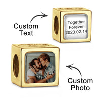 Custom Photo Engraved Charm Square Heart Diamond Romantic Gifts - Coolpeacock