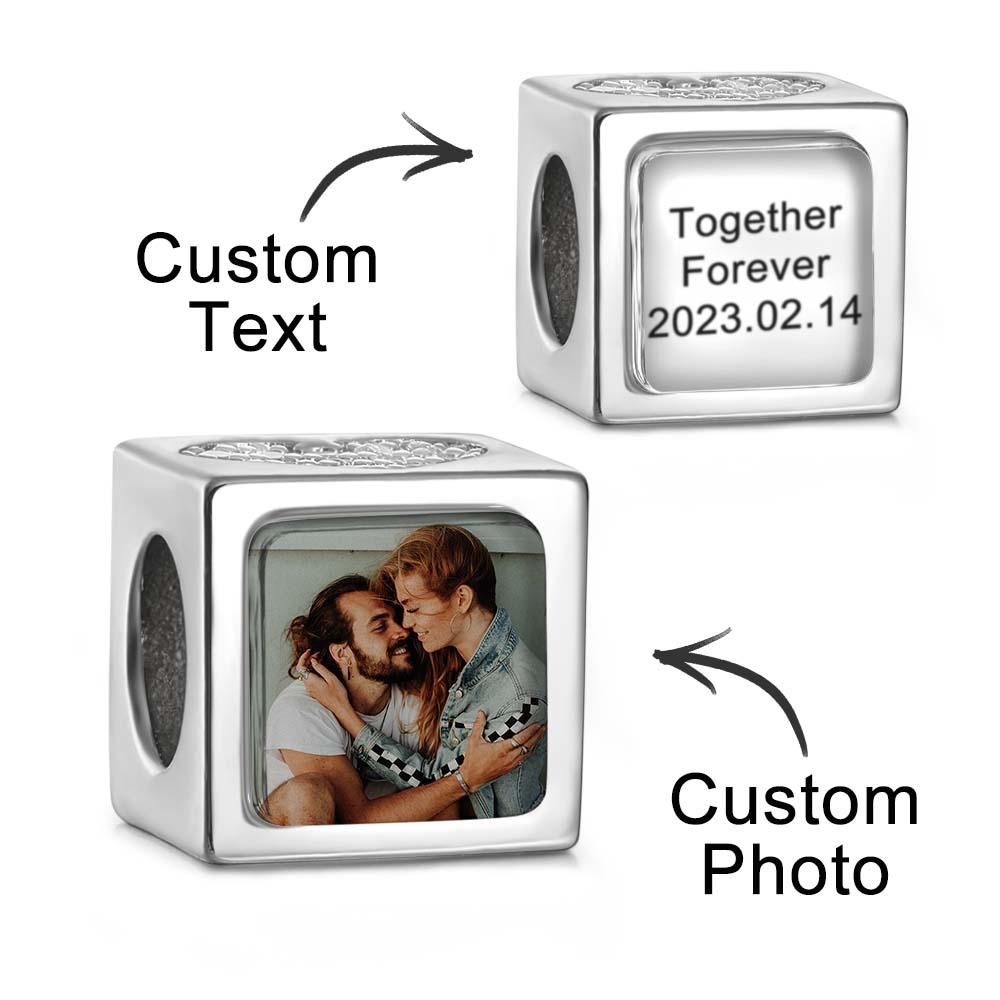 Custom Photo Engraved Charm Square Heart Diamond Romantic Gifts - Coolpeacock