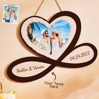 Custom Photo Engraved Pendant Infinity Heart Wooden Gifts - Coolpeacock