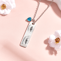 Custom Photo Necklace with Birthstone Eye Engraved Necklace Gifts for Her - Coolpeacock