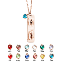 Custom Photo Necklace with Birthstone Eye Engraved Necklace Gifts for Her - Coolpeacock