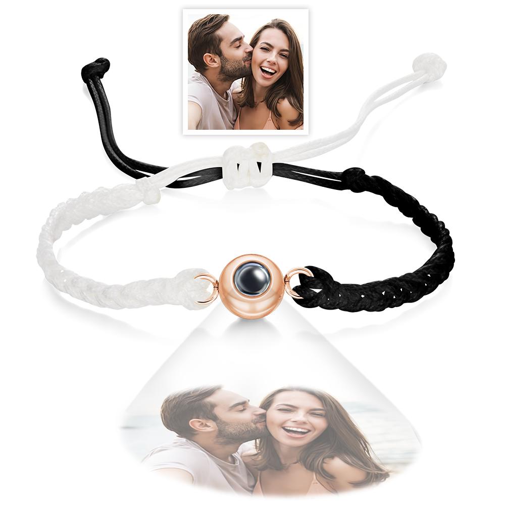 Custom Photo Projection Bracelet Black and White Colorblock Bracelet Creative Gift - Coolpeacock