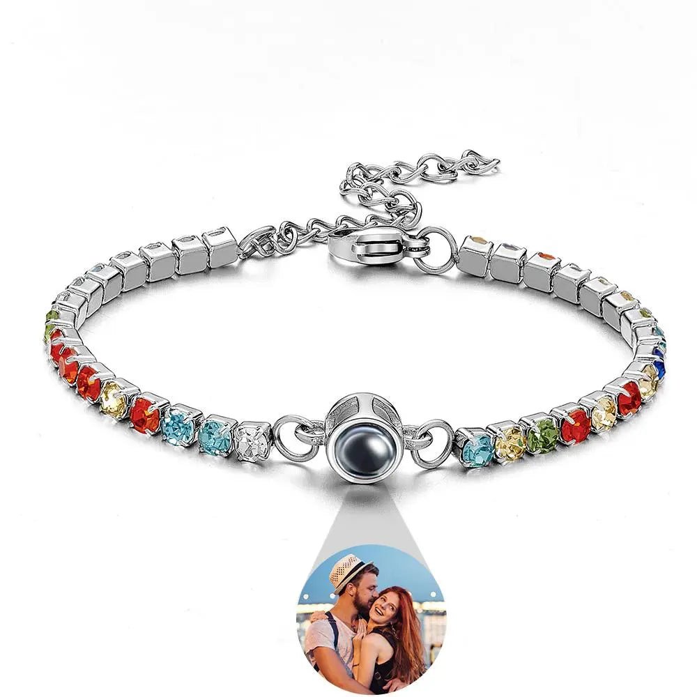 Custom Photo Projection Bracelet Fashionable All Diamonds Bracelet Gifts For Her - Coolpeacock
