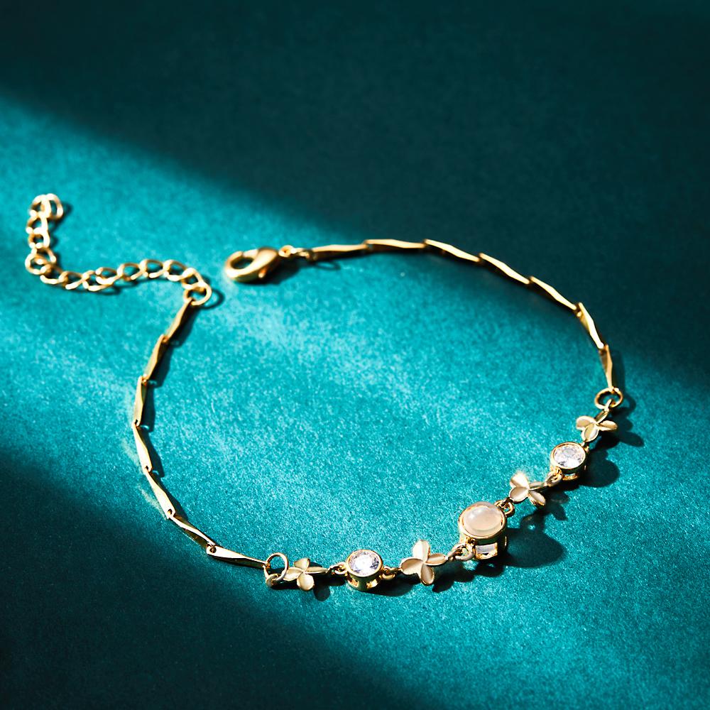 Custom Photo Projection Bracelet Four - leaf Clover Projection Bracelet Gift for Women - Coolpeacock