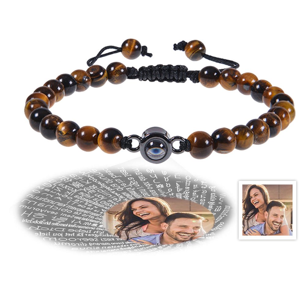 Custom Photo Projection Bracelet I Love You 100 Languages Men's Bracelet Gift for Boyfriend Husband Dad - Coolpeacock