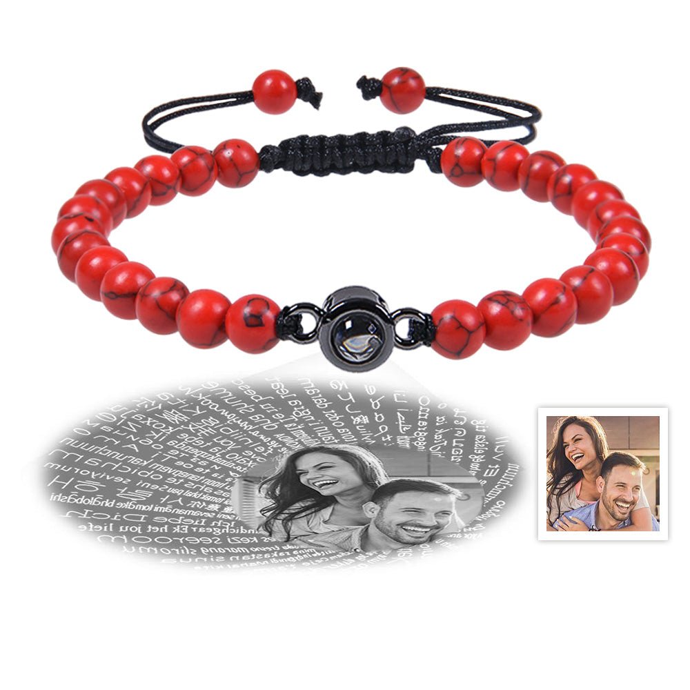 Custom Photo Projection Bracelet I Love You 100 Languages Men's Bracelet Gift for Boyfriend Husband Dad - Coolpeacock