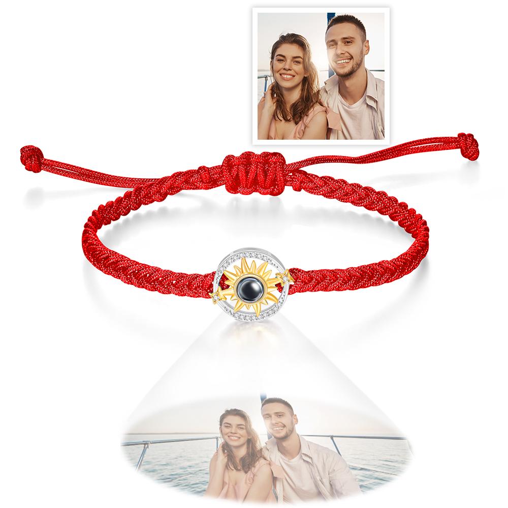 Custom Photo Projection Bracelet Sun Flower Fashion Couple Gifts - Coolpeacock