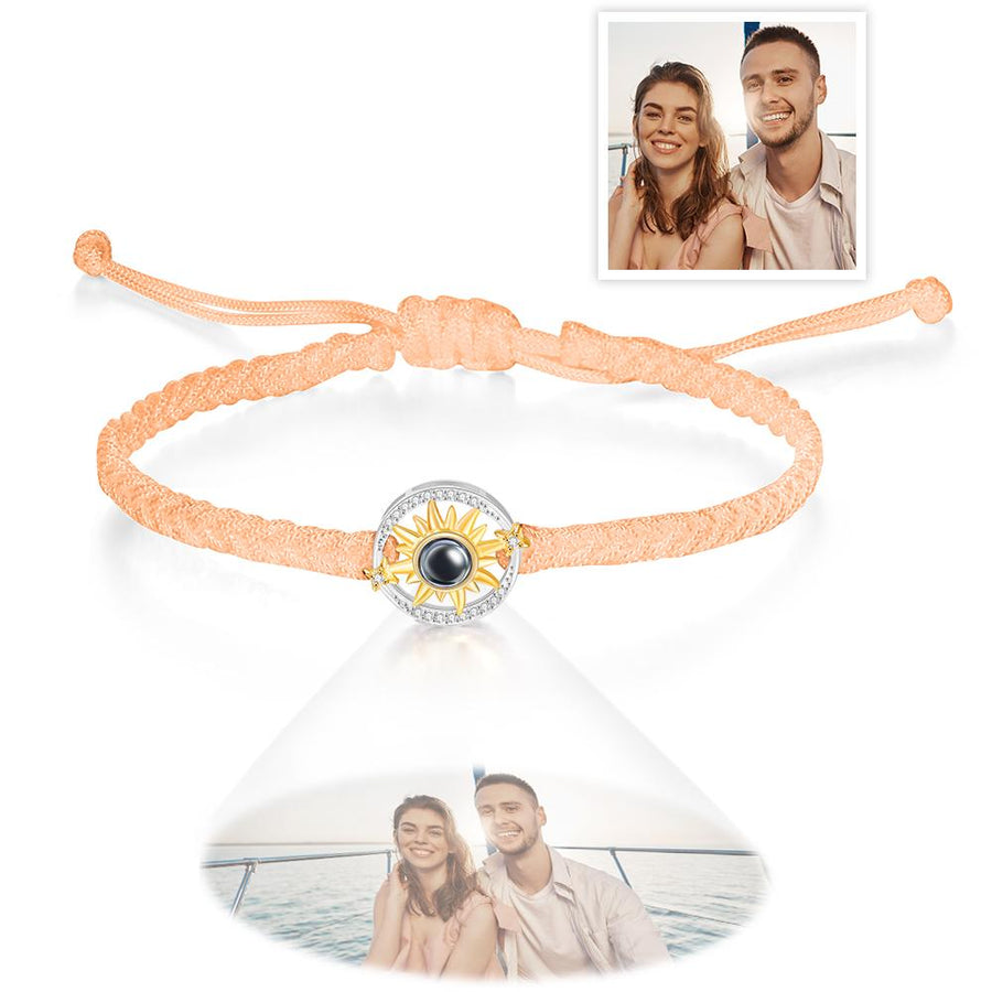 Custom Photo Projection Bracelet Sun Flower Fashion Couple Gifts - Coolpeacock