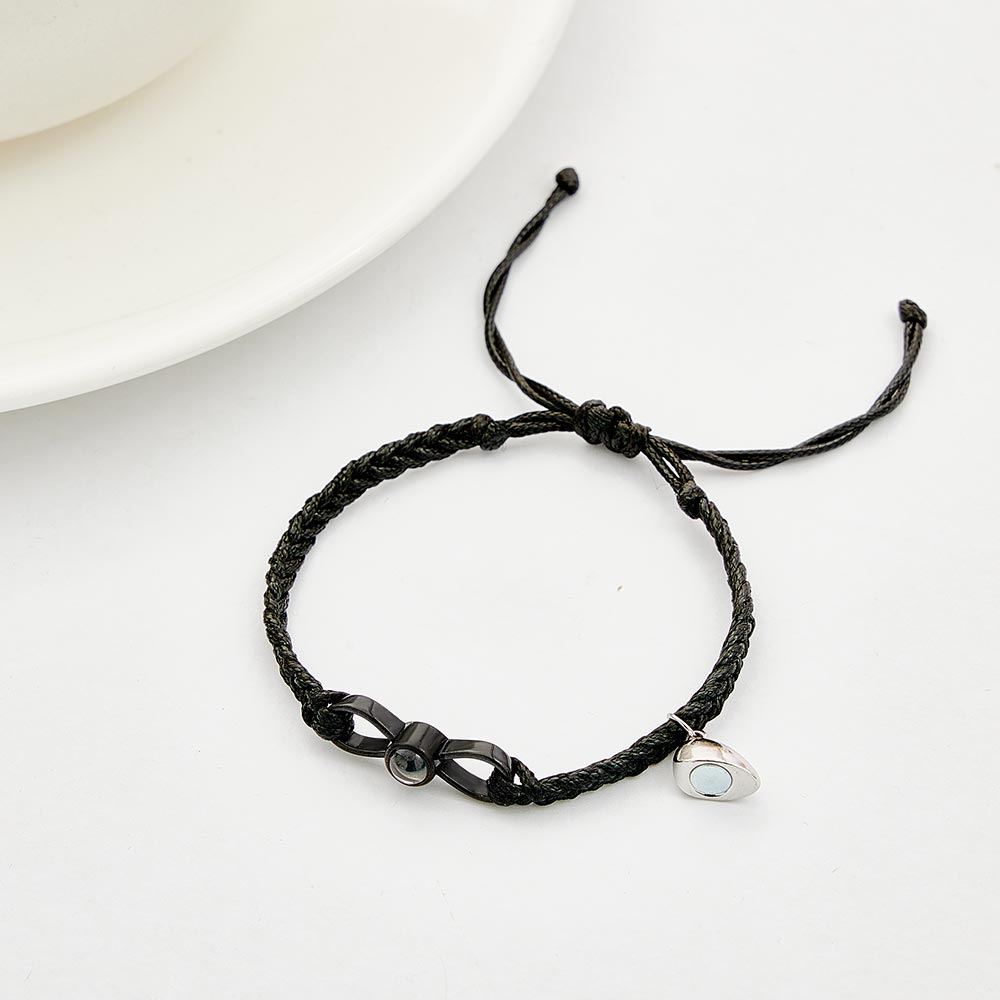 Custom Photo Projection Bracelet Woven Heart Magnetic Bracelet Gift for Couple - Coolpeacock