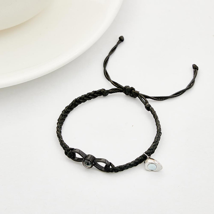 Custom Photo Projection Bracelet Woven Heart Magnetic Bracelet Gift for Couple - Coolpeacock
