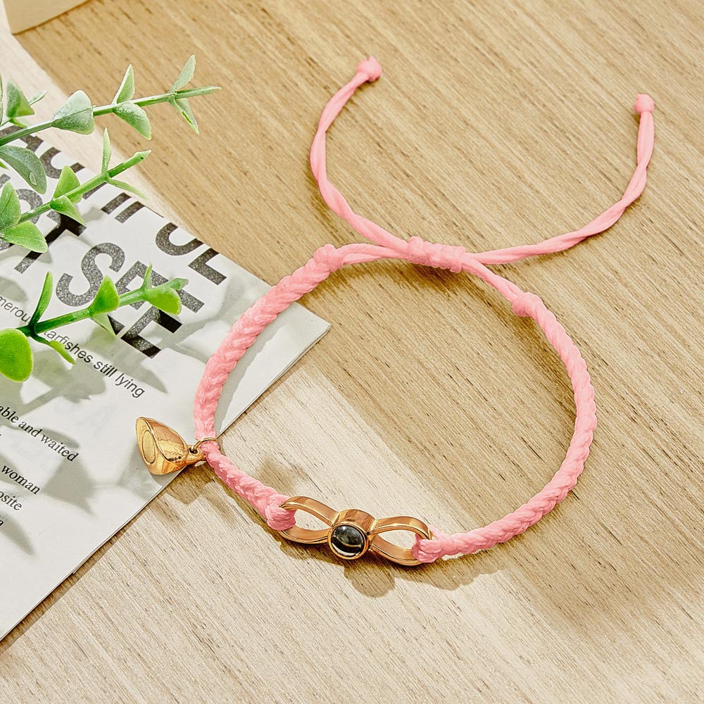 Custom Photo Projection Bracelet Woven Heart Magnetic Bracelet Gift for Couple - Coolpeacock