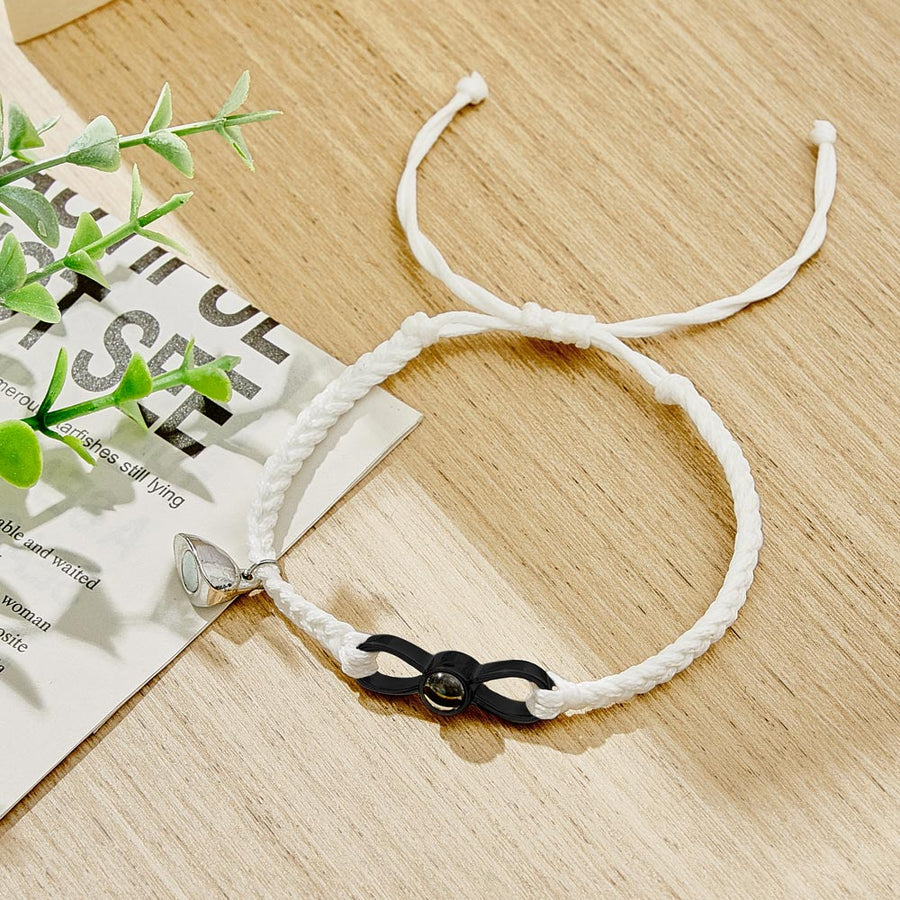 Custom Photo Projection Bracelet Woven Heart Magnetic Bracelet Gift for Couple - Coolpeacock