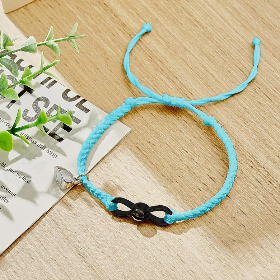 Custom Photo Projection Bracelet Woven Heart Magnetic Bracelet Gift for Couple - Coolpeacock