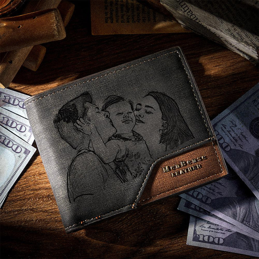 Custom Photo Wallet Bronzing Simplicity Men's Wallet Gifts For Dad - Coolpeacock