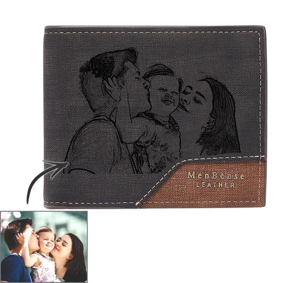 Custom Photo Wallet Bronzing Simplicity Men's Wallet Gifts For Dad - Coolpeacock