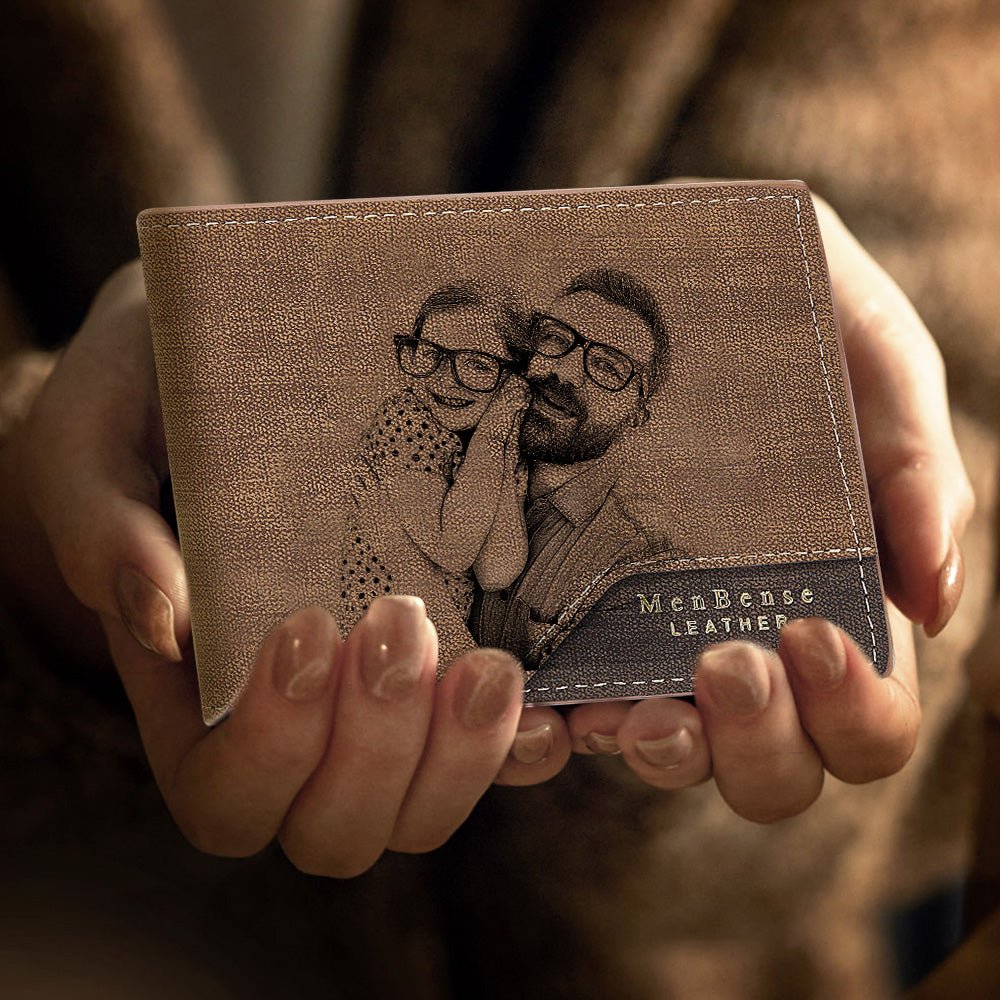 Custom Photo Wallet Bronzing Simplicity Men's Wallet Gifts For Dad - Coolpeacock