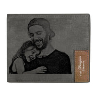 Custom Photo Wallet Men's Bifold GreyWallet for Dad - Coolpeacock