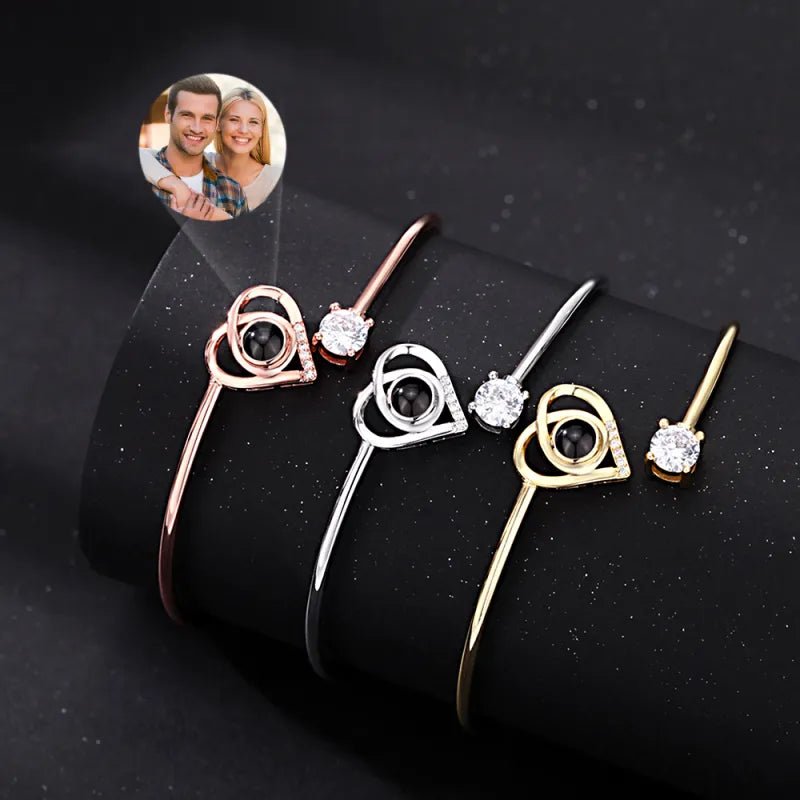 Custom Projection Bracelet Personalized Photo Bracelet Heart Jewelry Gift for Her - Coolpeacock