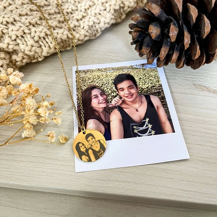 Customized Round Photo Engraving Necklace - KIAHMILLA