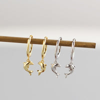 Cute Animal Dolphin 925 Sterling Silver Hoop Earrings - KIAHMILLA