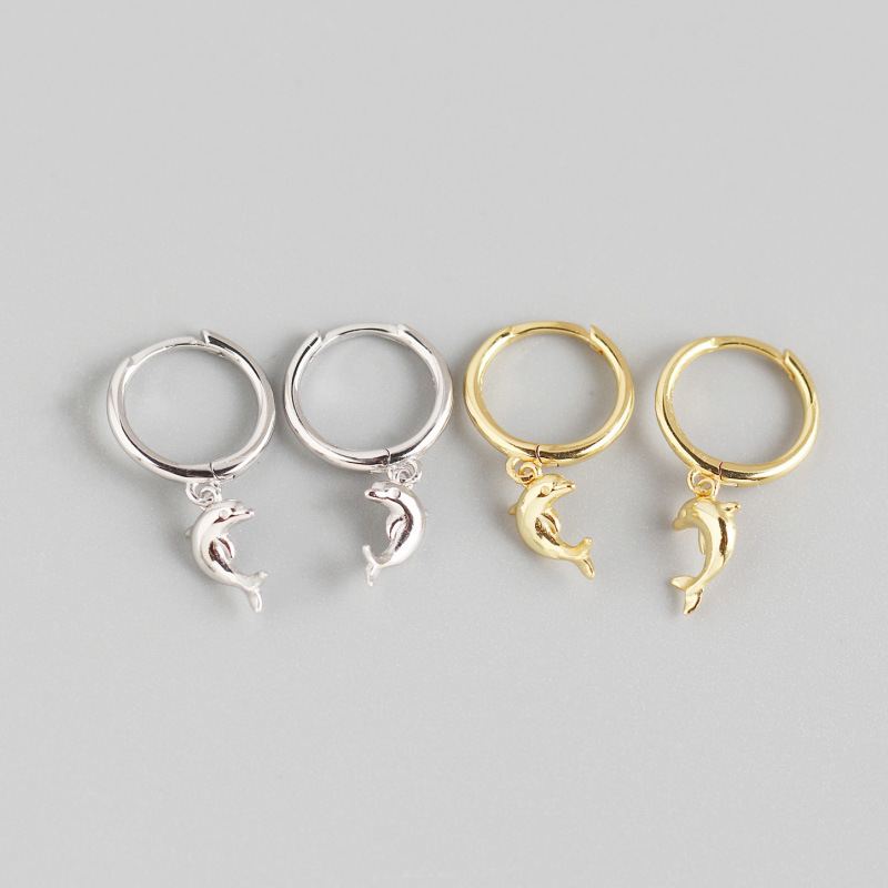 Cute Animal Dolphin 925 Sterling Silver Hoop Earrings - KIAHMILLA
