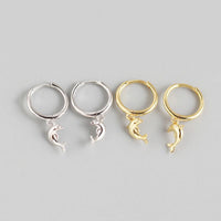 Cute Animal Dolphin 925 Sterling Silver Hoop Earrings - KIAHMILLA