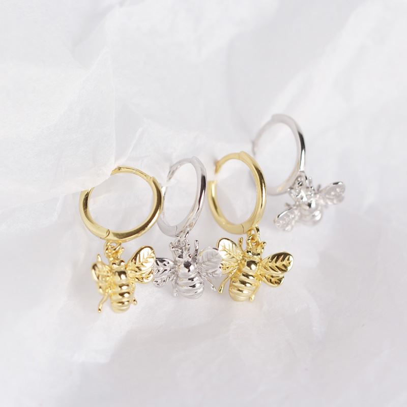 Cute Animal Insect Honey Bee 925 Sterling Silver Hoop Earrings - KIAHMILLA