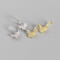 Cute Animal Insect Honey Bee 925 Sterling Silver Hoop Earrings - KIAHMILLA