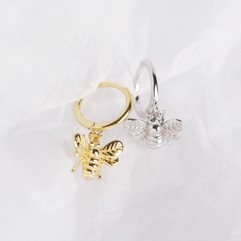 Cute Animal Insect Honey Bee 925 Sterling Silver Hoop Earrings - KIAHMILLA