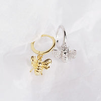 Cute Animal Insect Honey Bee 925 Sterling Silver Hoop Earrings - KIAHMILLA