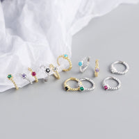 Cute CZ Beads 925 Sterling Silver Huggie Hoop Earrings - KIAHMILLA