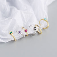 Cute CZ Beads 925 Sterling Silver Huggie Hoop Earrings - KIAHMILLA