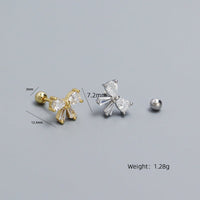 Cute CZ Bow-Knot 925 Sterling Silver Screw Stud Earrings - KIAHMILLA