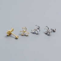 Cute CZ Bow-Knot 925 Sterling Silver Screw Stud Earrings - KIAHMILLA
