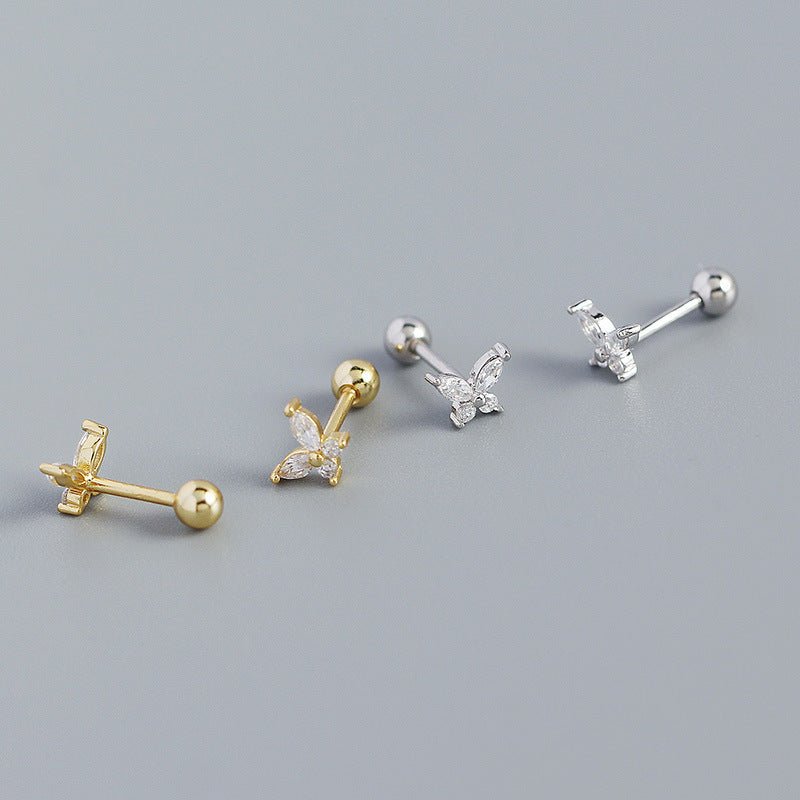 Cute Mini CZ Butterfly 925 Sterling Silver Stud Earrings - KIAHMILLA