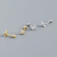 Cute Mini CZ Butterfly 925 Sterling Silver Stud Earrings - KIAHMILLA