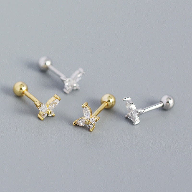 Cute Mini CZ Butterfly 925 Sterling Silver Stud Earrings - KIAHMILLA