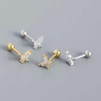 Cute Mini CZ Butterfly 925 Sterling Silver Stud Earrings - KIAHMILLA
