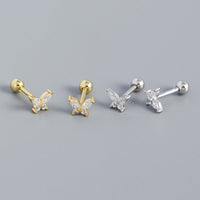 Cute Mini CZ Butterfly 925 Sterling Silver Stud Earrings - KIAHMILLA