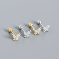 Cute Mini CZ Butterfly 925 Sterling Silver Stud Earrings - KIAHMILLA