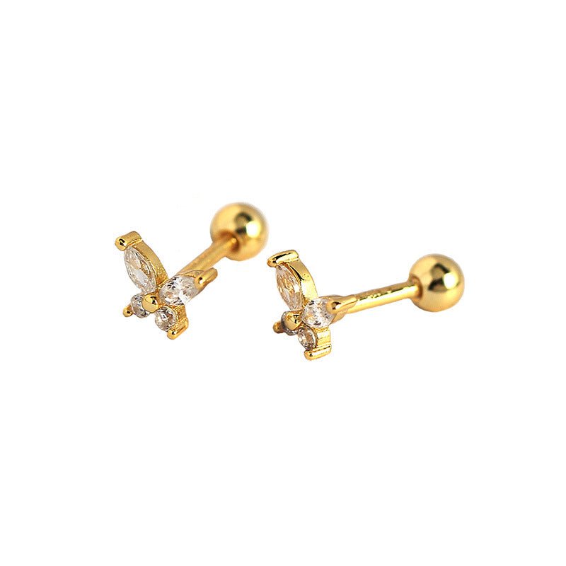 Cute Mini CZ Butterfly 925 Sterling Silver Stud Earrings - KIAHMILLA
