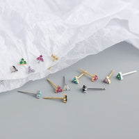 Cute Mini CZ Lucky Three Leaf Clover 925 Sterling Silver Stud Earrings - KIAHMILLA