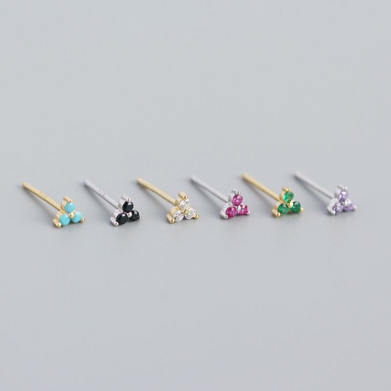 Cute Mini CZ Lucky Three Leaf Clover 925 Sterling Silver Stud Earrings - KIAHMILLA