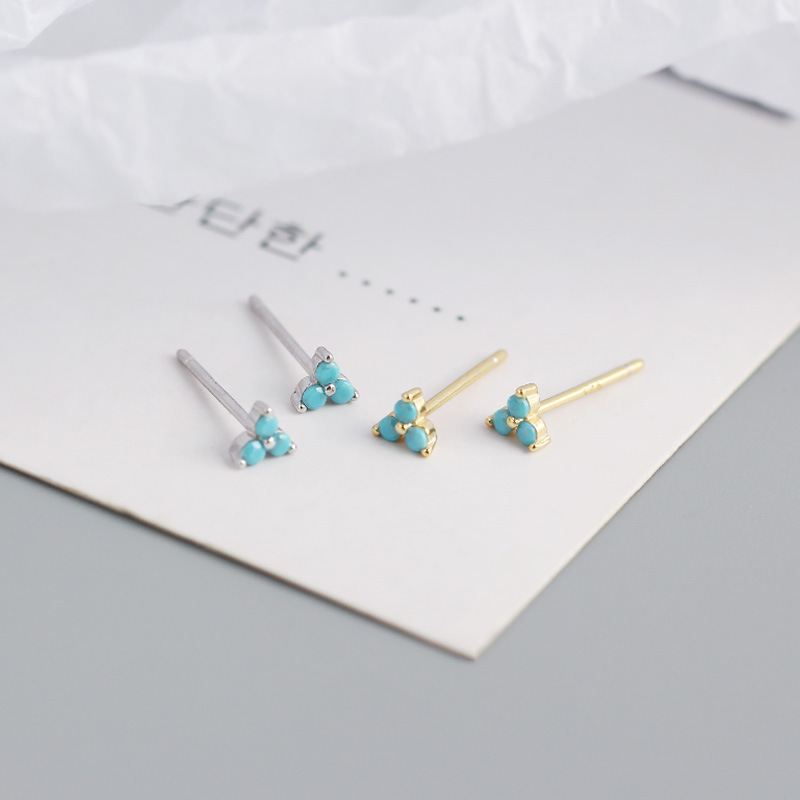 Cute Mini CZ Lucky Three Leaf Clover 925 Sterling Silver Stud Earrings - KIAHMILLA