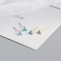 Cute Mini CZ Lucky Three Leaf Clover 925 Sterling Silver Stud Earrings - KIAHMILLA