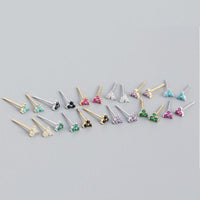 Cute Mini CZ Lucky Three Leaf Clover 925 Sterling Silver Stud Earrings - KIAHMILLA