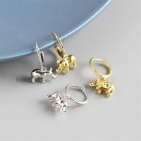 Cute Rhinoceros Animal 925 Sterling Silver Leverback Earrings - KIAHMILLA