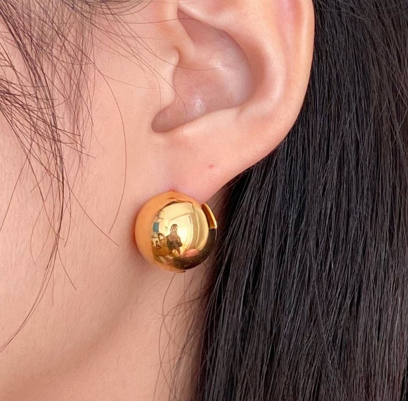 Cute Round Ball 925 Sterling Silver Stud Earring(Single) - KIAHMILLA
