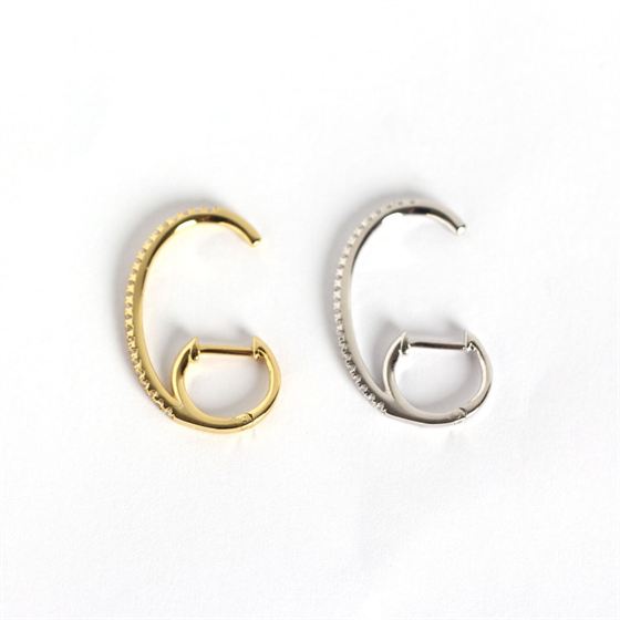CZ C Shape 925 Sterling Silver Leverback Earrings - KIAHMILLA